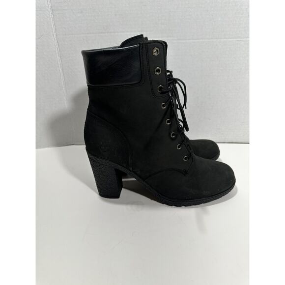 Timberland Womens‎ Glancy 6” Ankle Boots Sz 10 Black Suede High Block Heel Laces - Picture 4 of 12